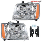 Set of 2 Headlights for Avalanche/Suburban/Tahoe (2007–2014) Chrome Amber