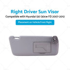 Right Driver Side Sun Visor Shade RH for Hyundai i30 i30cw (2007–2012)