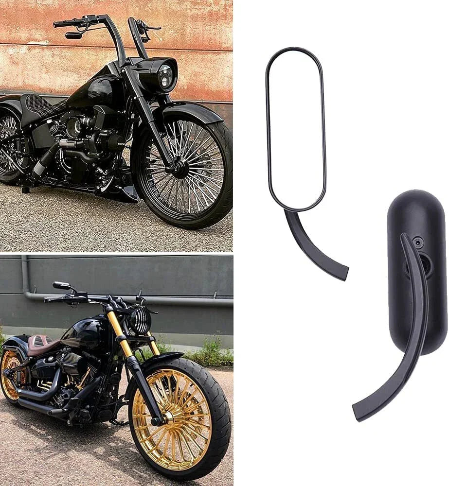 Black Mini Oval Rear View Mirror for Harley Sportster Dyna Softail