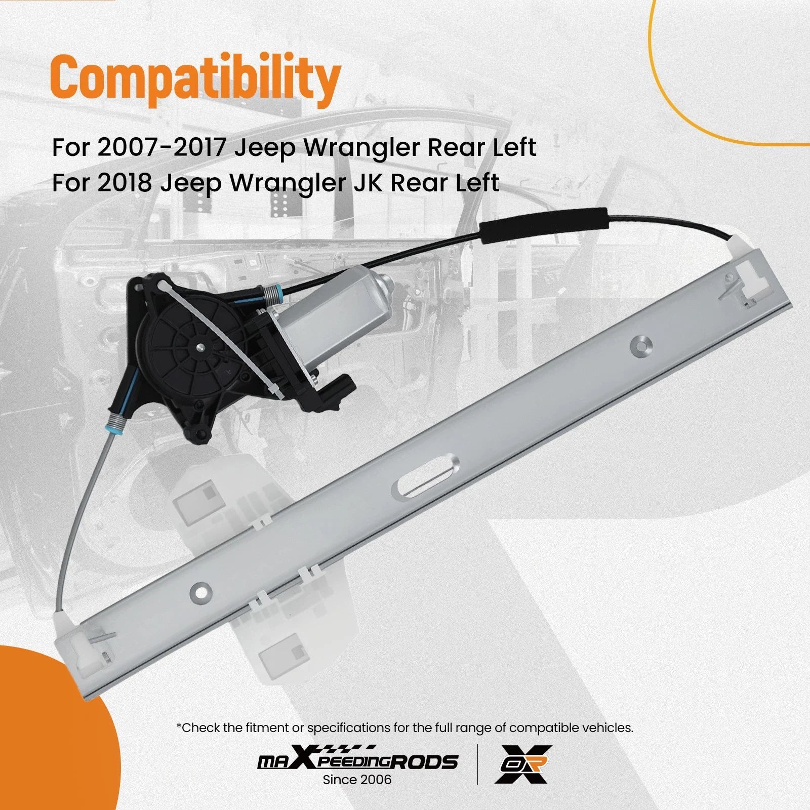 Power Window Regulator & Motor Assembly for Jeep Wrangler (2007-2017)