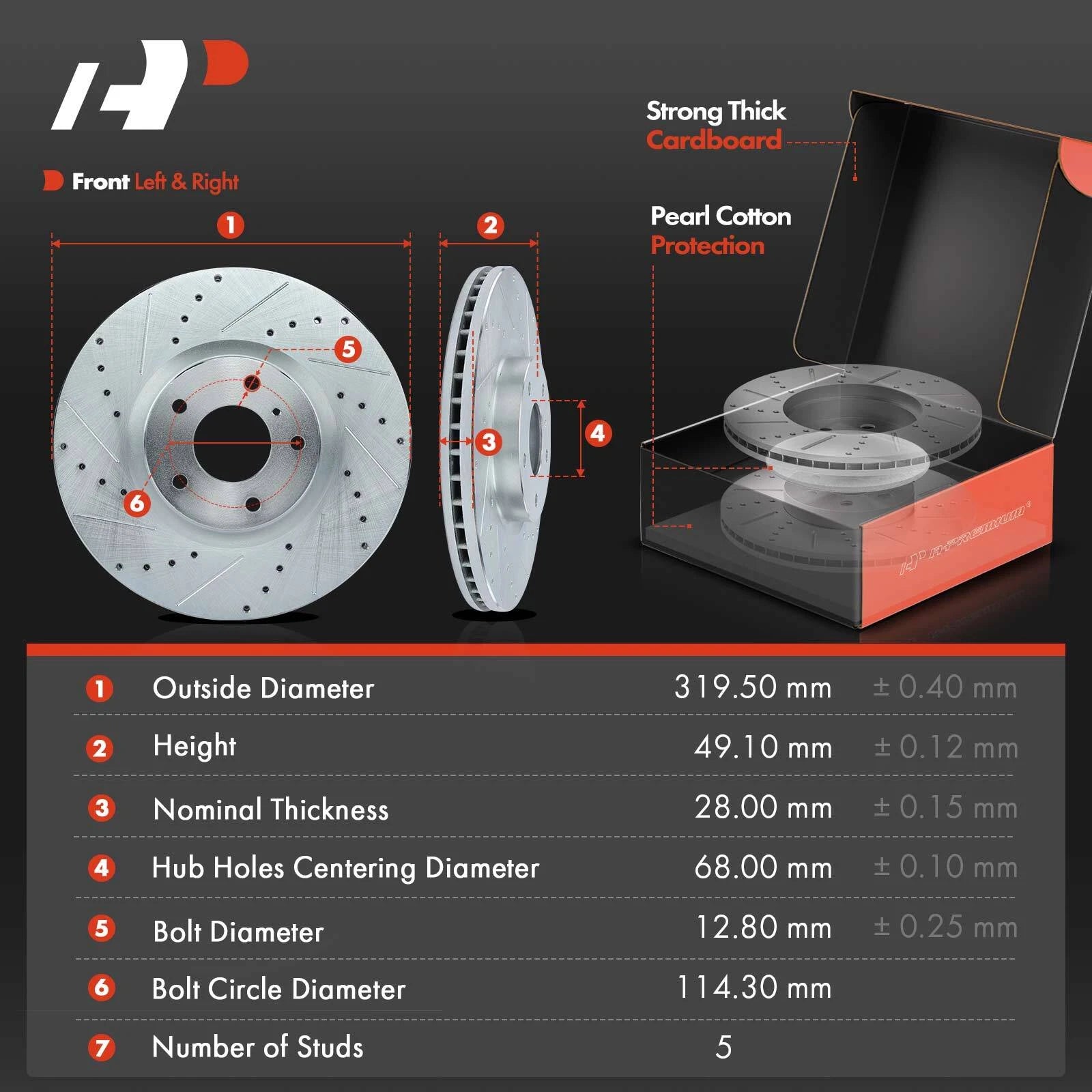 Drilled Brake Rotors & Ceramic Pads for Nissan Maxima