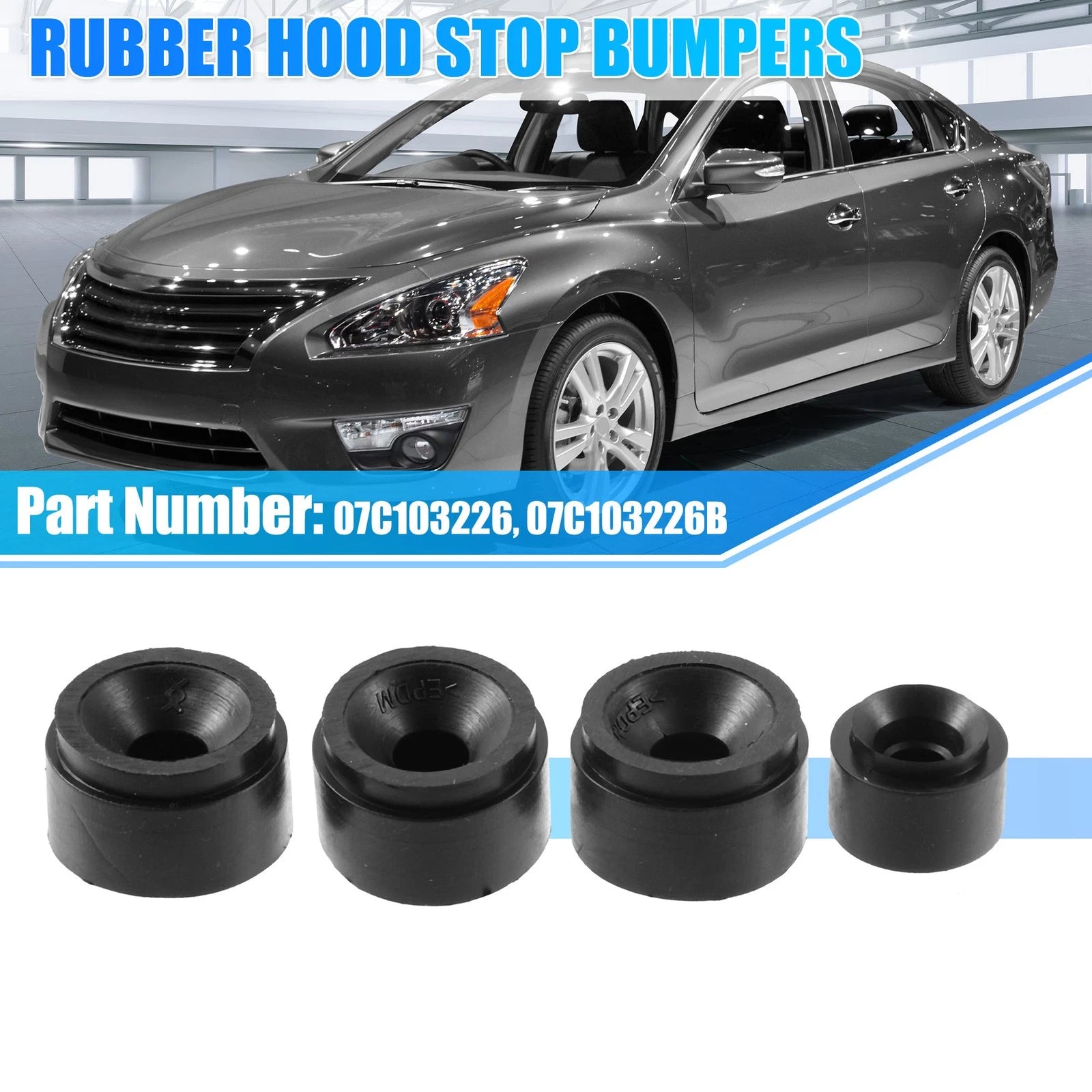 Set of 4 Hood Stop Cushion Bumpers Rubber for Audi A6 (2005–2016) 07C103226 07C103226B
