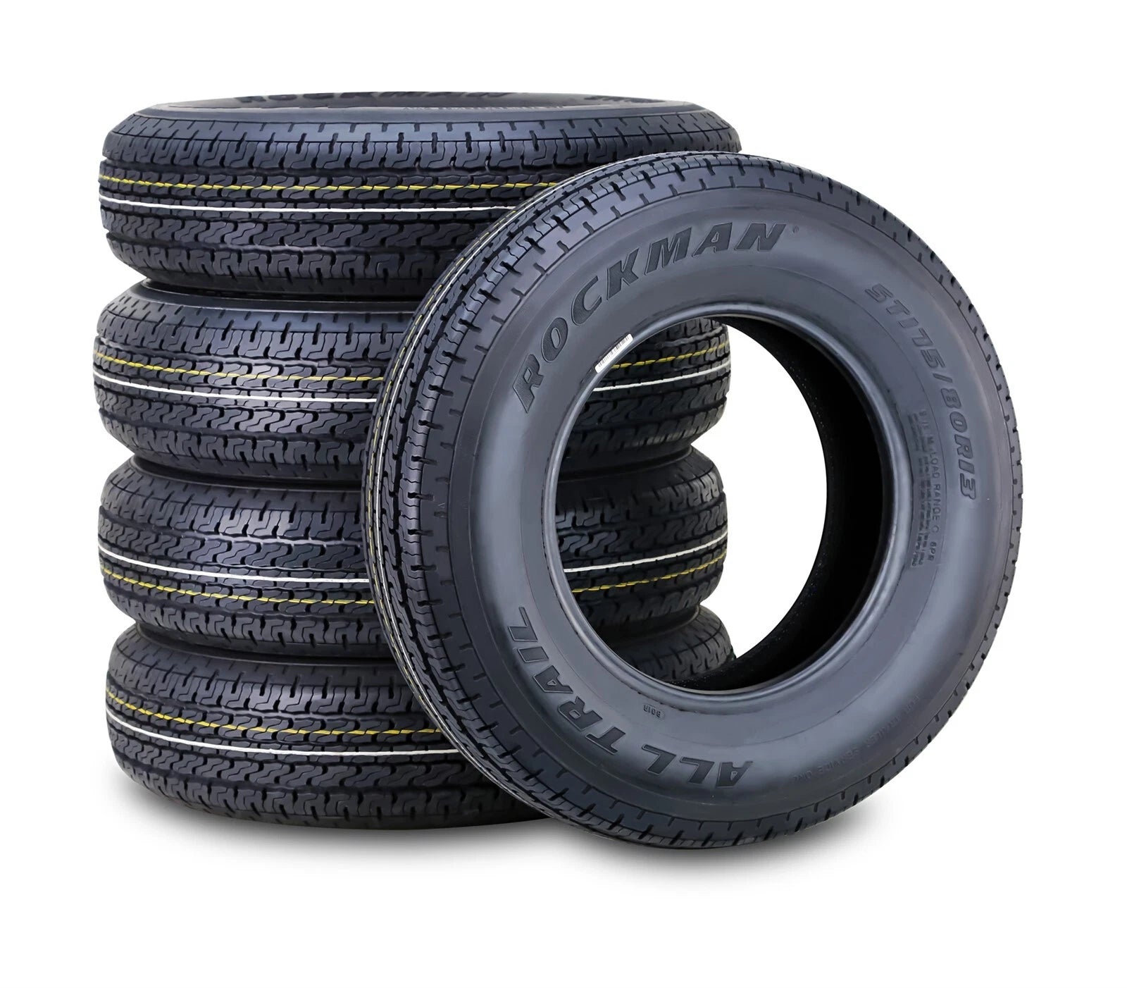 Set of 4 ROCKMAN ST175/80R13 6-Ply Trailer Tires 11167