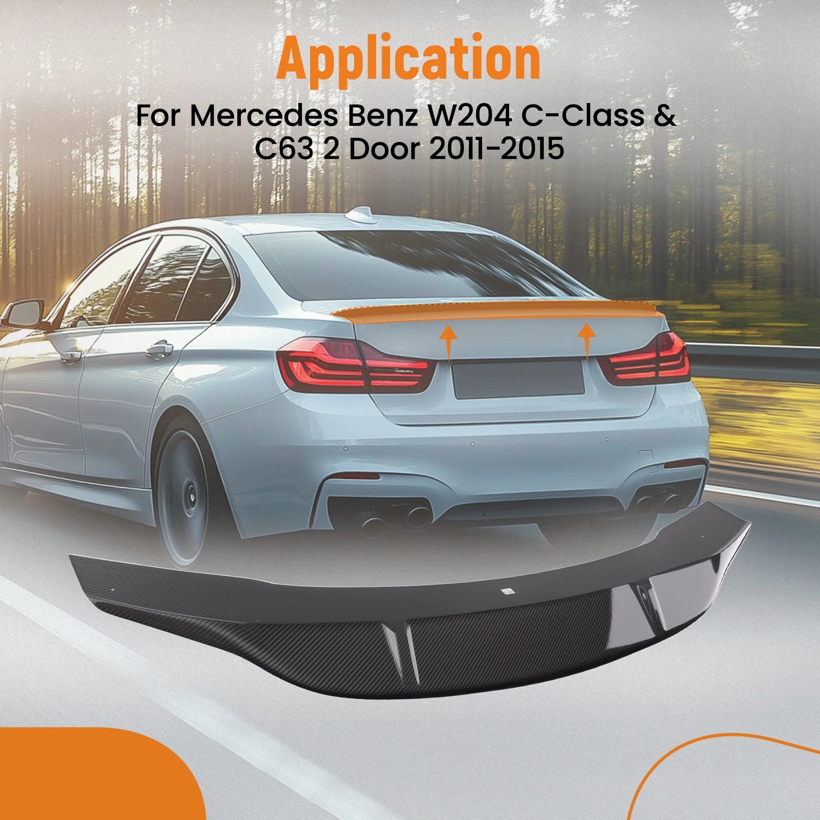 Carbon Fiber Trunk Spoiler for Mercedes-Benz W204 C-Class (2011–2015)