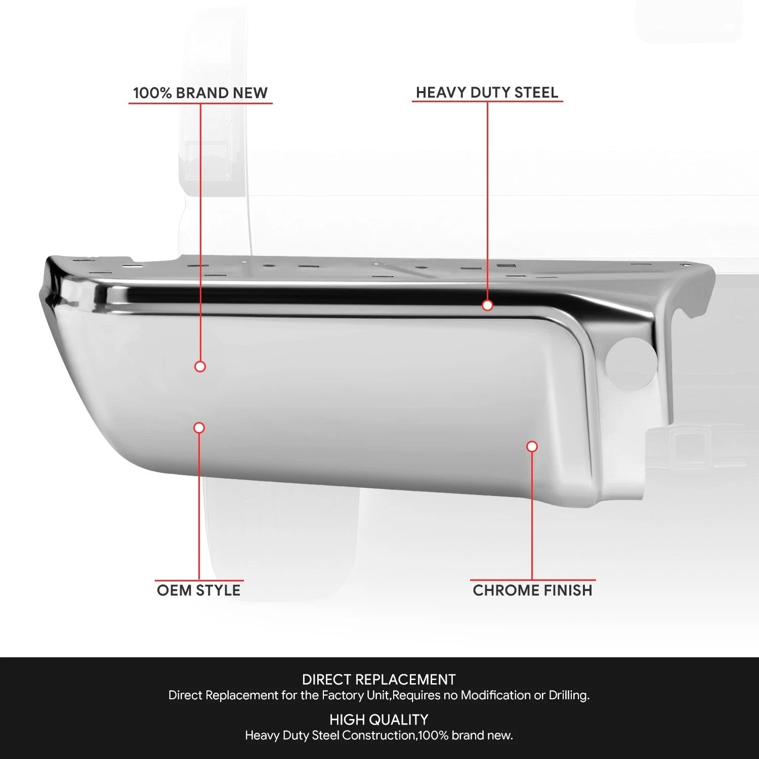 Chrome Rear Bumper Ends for Ford F-250 SD (2008–2016)
