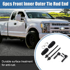 Set of 6 Front Inner Outer Tie Rod End Links for Ford Taurus (2013–2017)