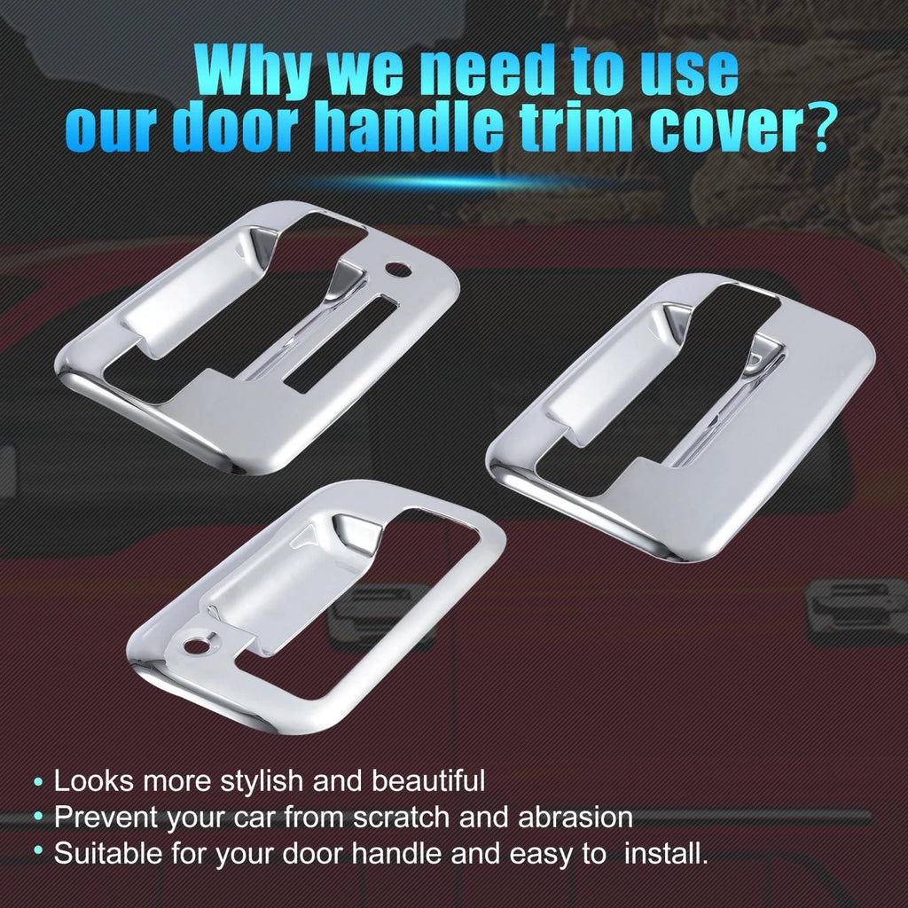 Set of 4 Silver Tone Exterior Door Handle Covers for Ford F150 