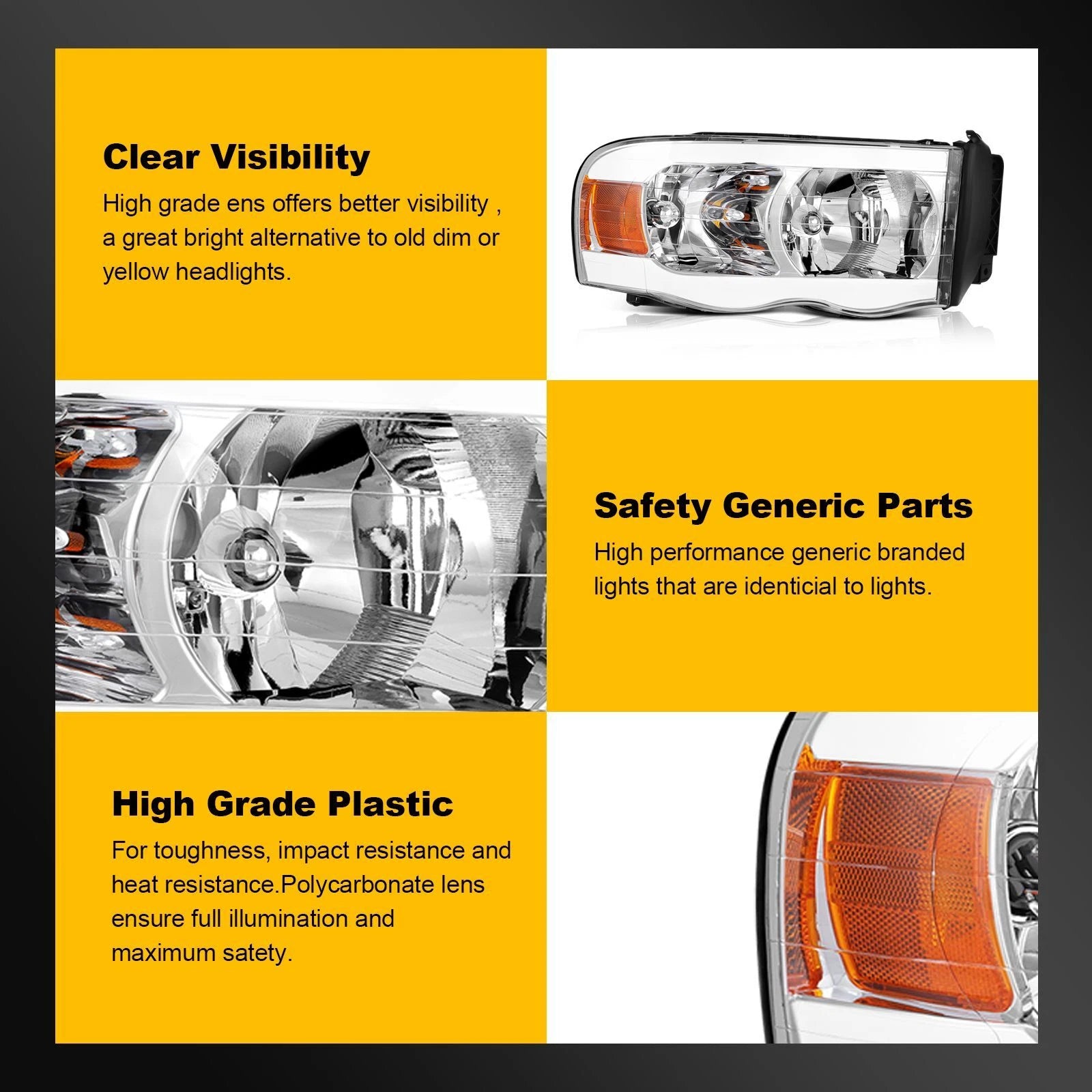 LED DRL Headlight Assembly for Dodge Ram 1500 (2002–2005)
