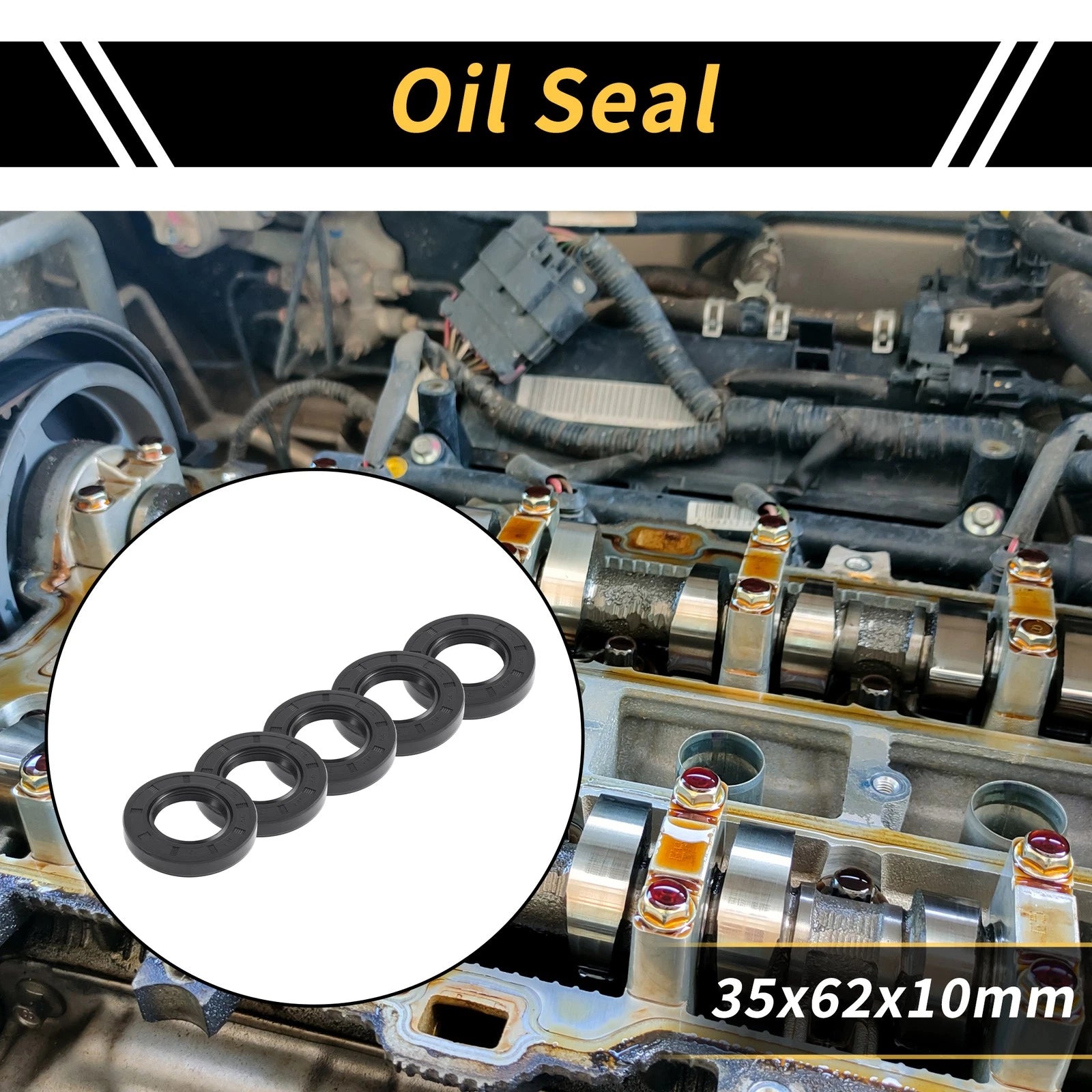 Set of 5 Oil Seal Rotary Shaft Seal NBR Rubber 35x62x10mm