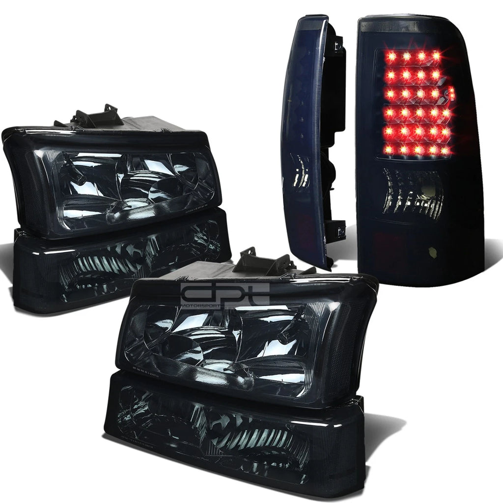 Smoked Headlight + Clear Bumper + Black Tint LED Tail Light Kit for Silverado (2003–2007)