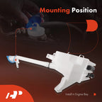 Windshield Washer Reservoir with Cap & Pump for Nissan Rogue (2014-2016)