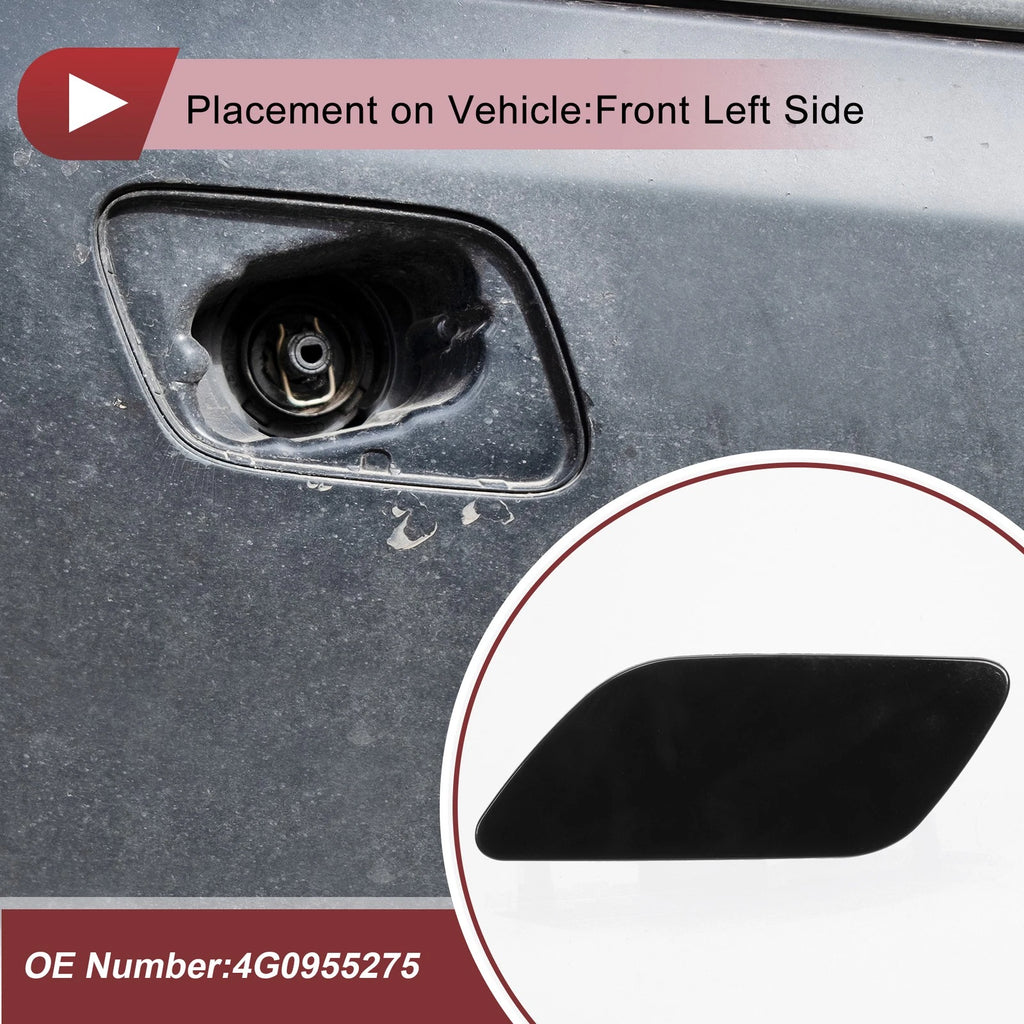 Front Left Washer Nozzle Cover Cap for Audi A6 C7 (2012–2017) 1 Pcs Black