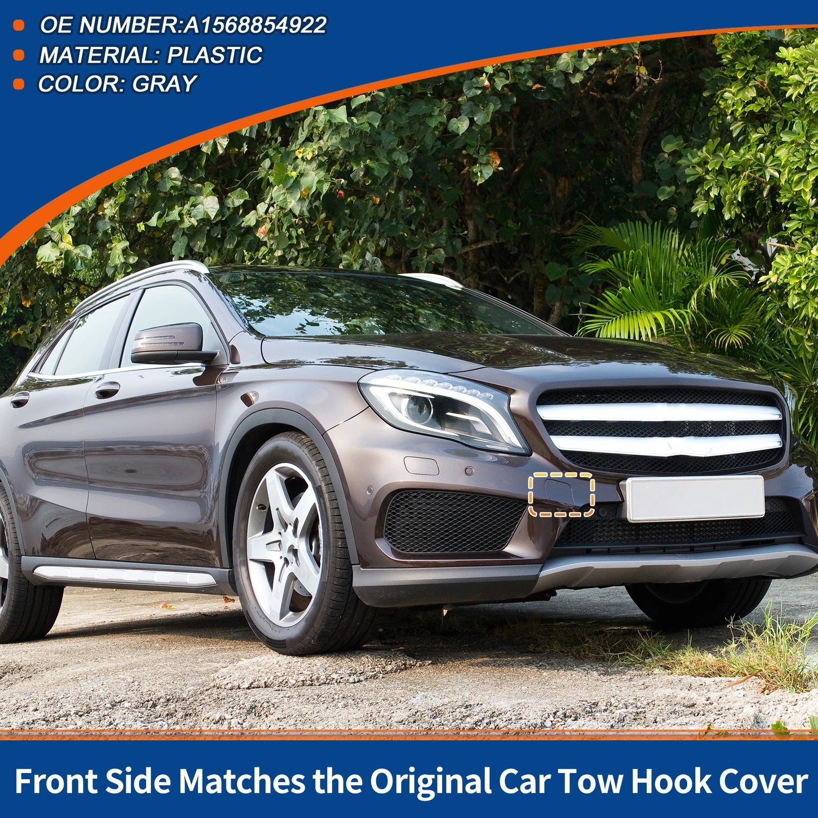 Tow Hook Cover for Mercedes-Benz GLA X156 (2014–2020) No.A1568854922 Gray