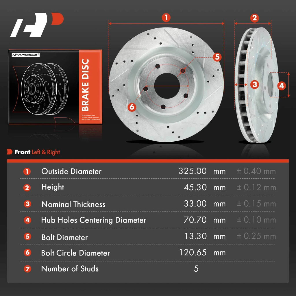 Front Drilled Brake Rotors for Chevy Corvette (2005–2013) Cadillac XLR