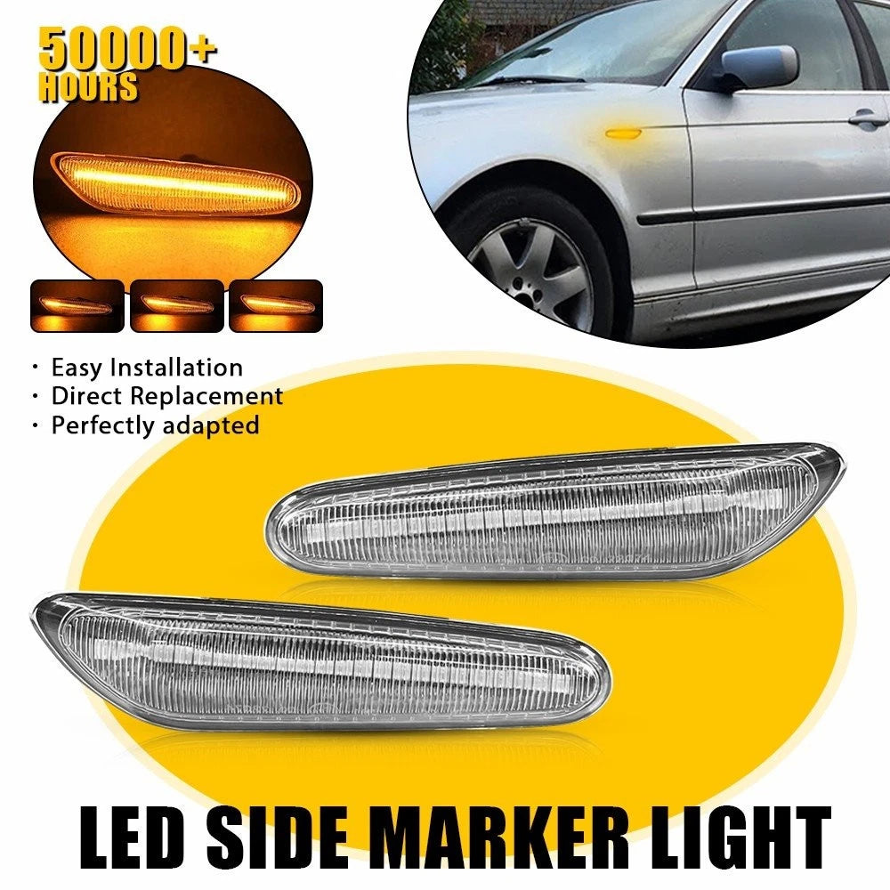 2X LED Dynamic Side Marker Light Indicator Amber for BMW E90 E91 E92 E60 E61 E82