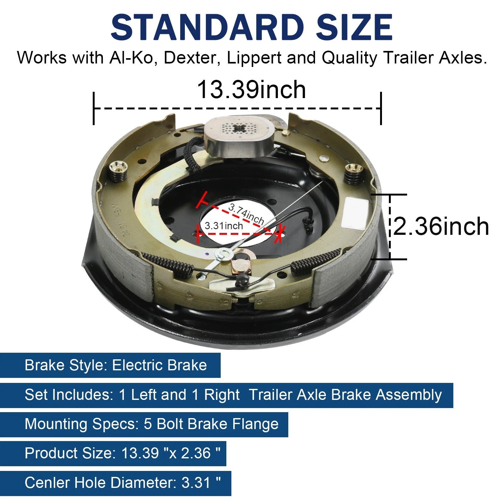 Set of 4 Electric Trailer Brake Assemblies for 7000 lbs Trailers