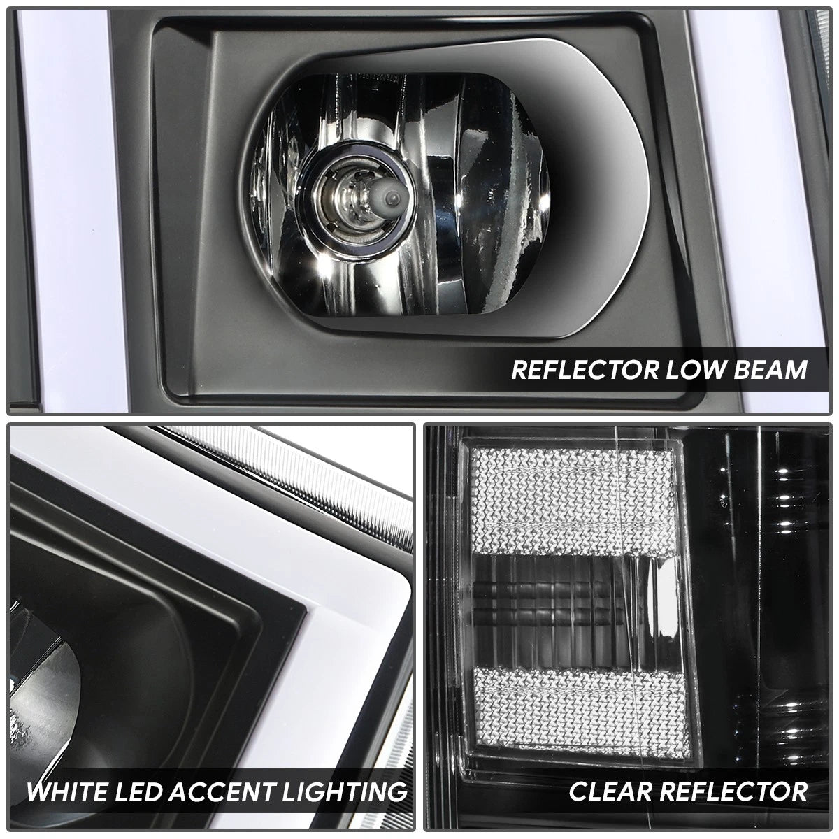 Headlight Headlamp with LED Bar for Silverado 1500 2500HD 3500 (2007–2014)