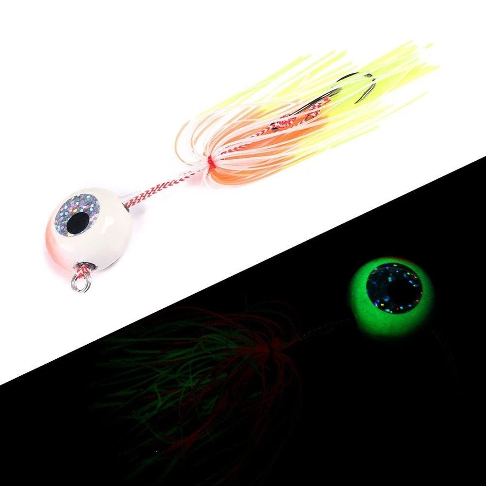 Weighted Glow Lure Round Head with Silicone Skirt for Saltwater Fishing