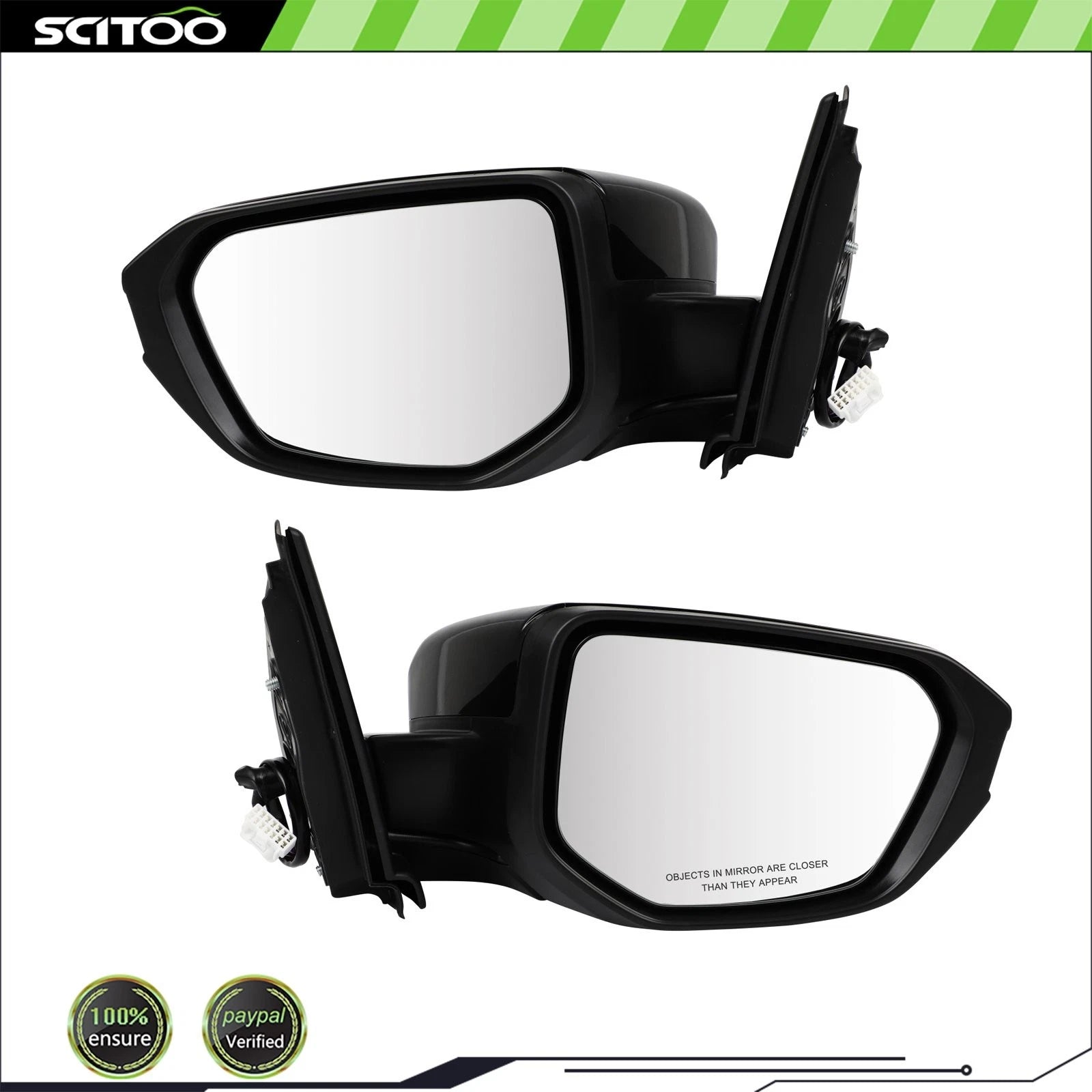 Set of 2 Heated Power Side Mirrors LH+RH for Honda Civic 1.5L 2.0L (2016–2019)
