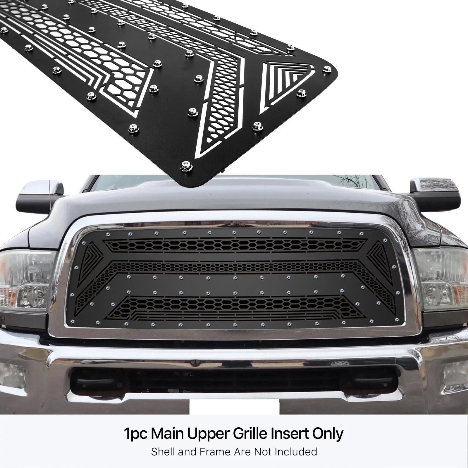 Upper Stainless Black Laser Cut Grille Insert for Dodge Ram 2500/3500 (2010-2012)