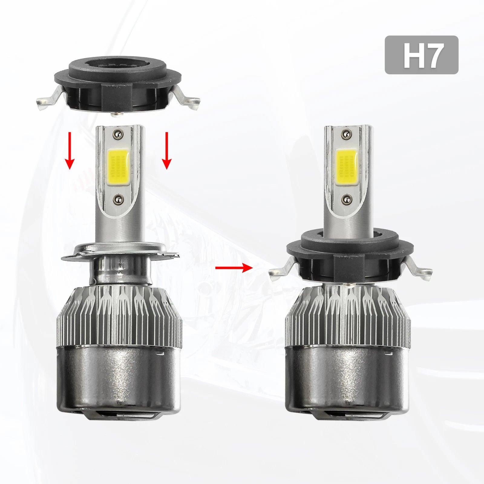 Set of 2 H7 LED Headlight Adapter Bases for Mercedes-Benz C Series (2010–2016)