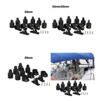 Set of 12 Nylon Eye End Cap and Jaw Sliding Pipe Clamps for Marine Applications