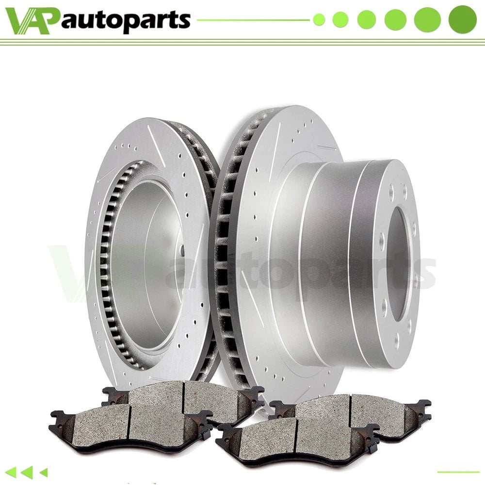 Set of 4 Rear Brake Pads and Rotors for Dodge Ram 1500 (2006–2008) Ram 3500 (2003–2008) Drilled