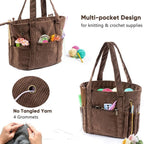 Yarn Tote Corduroy Bag with Smooth Thread Feed and Spacious Compartment