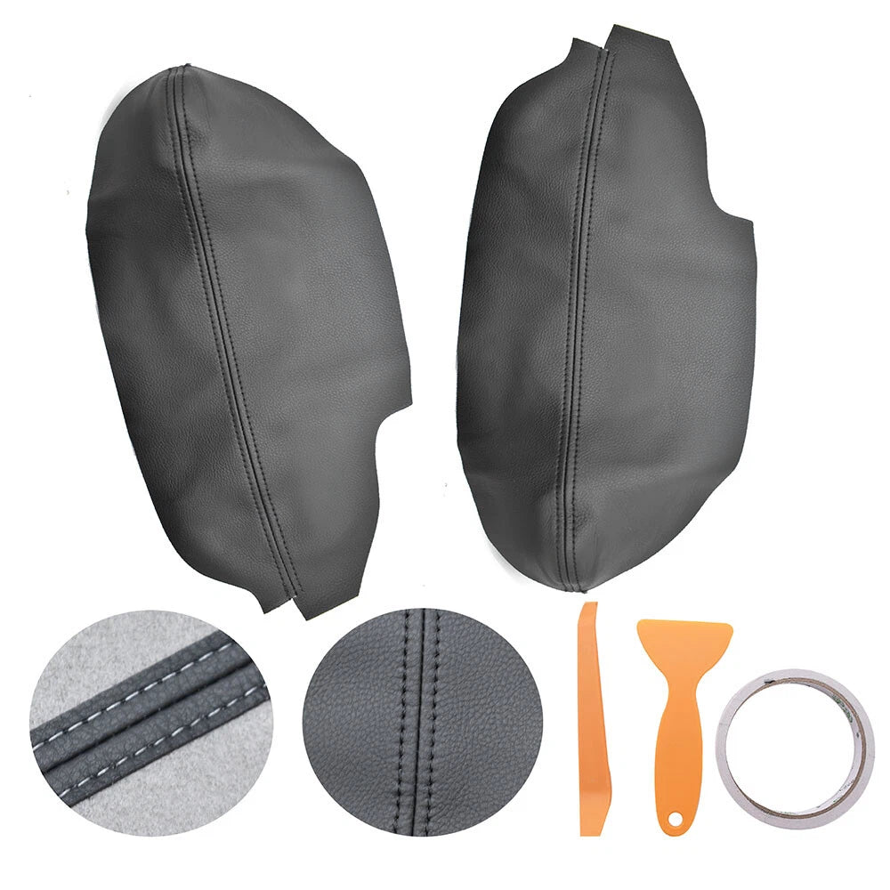 2X Black Leather Armrest Covers for Acura TSX (2009â2014)