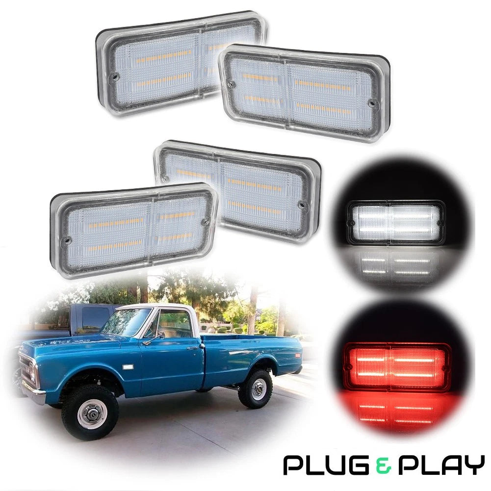 Set of 4 LED Side Marker Lights for Chevy GMC C/K Trucks Suburban (1968–1972)