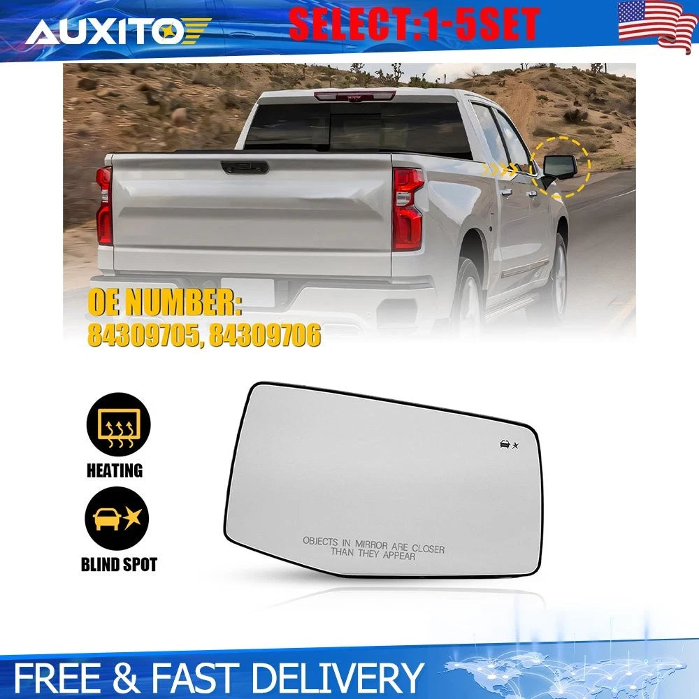 Heated Right Side Mirror Glass with Blind Spot for GMC Sierra 1500 (2019–2025)