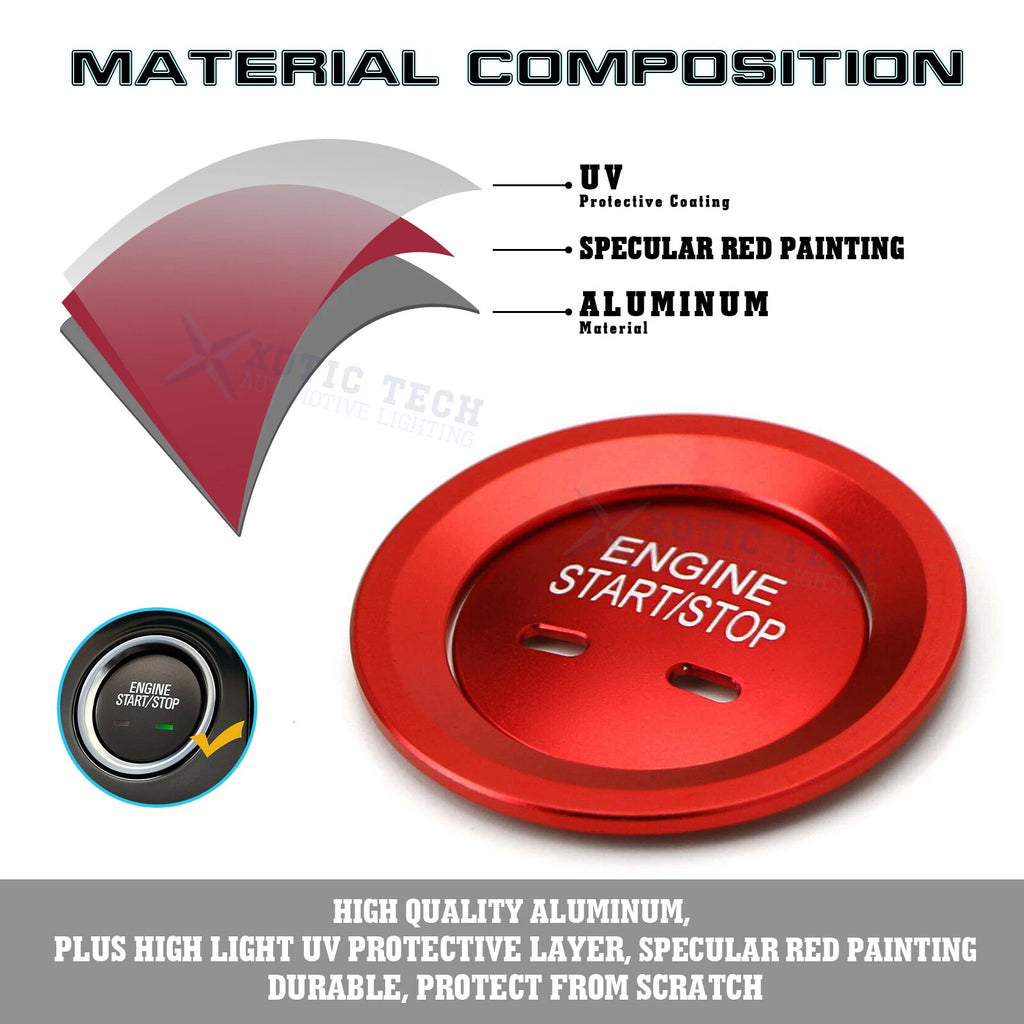 Red Engine Start & Cigarette Lighter Eject Button Cover for Chevrolet Impala (2010-2016)