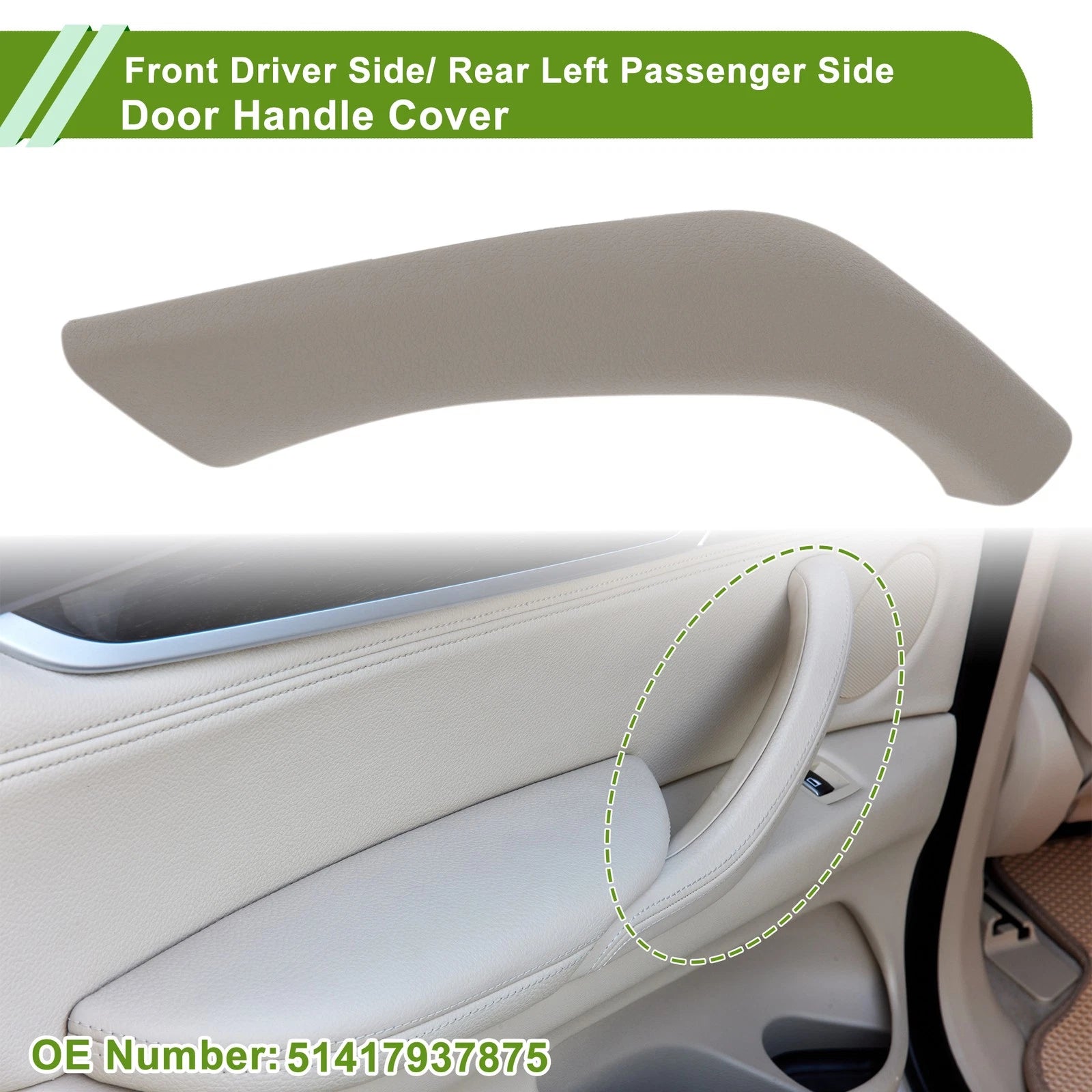 Door Panel Handle Pull Trim Cover for BMW X1 F48 F49 (2015–2020) No. 51417937875 Beige