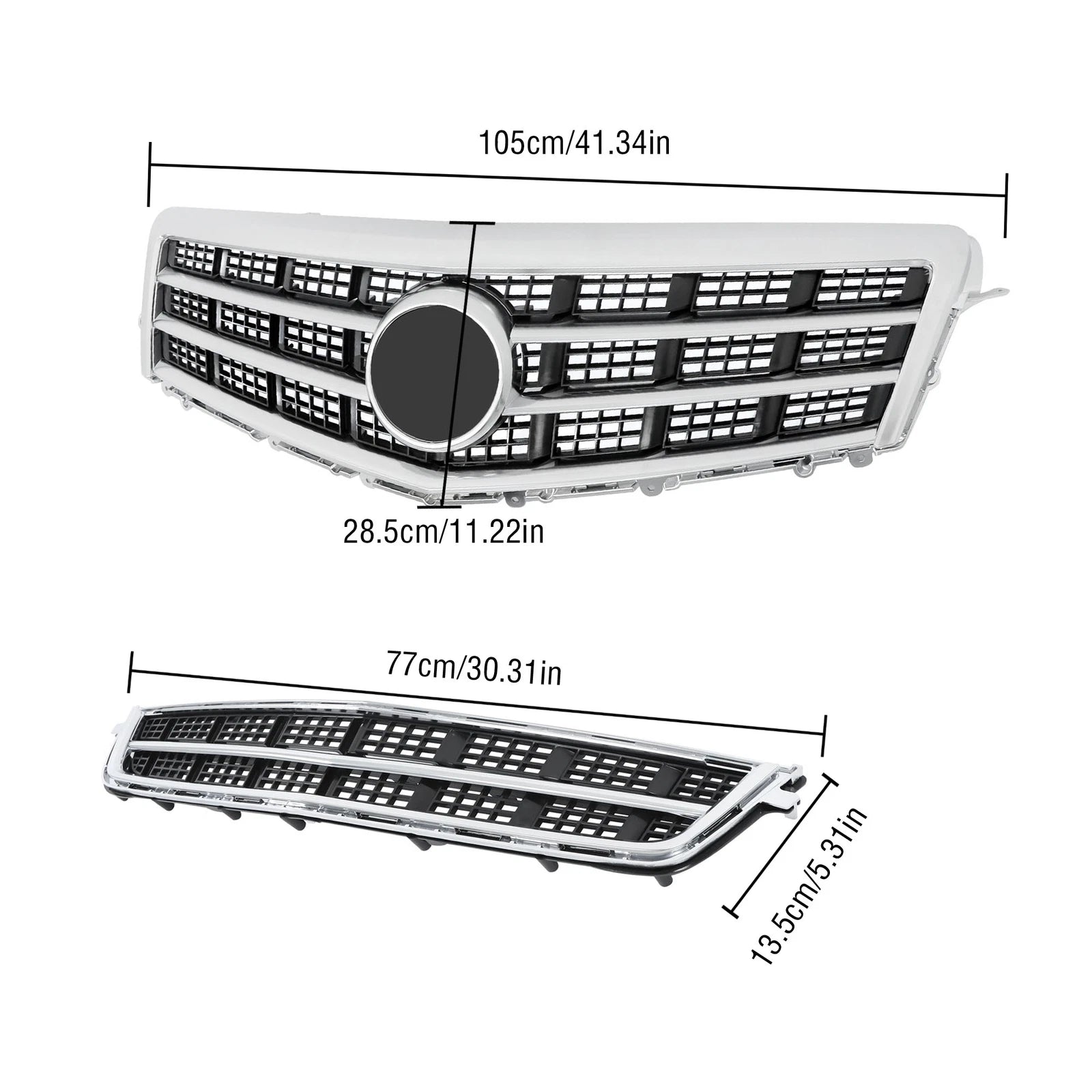 Set of 2 Grilles for Cadillac ATS (2013-2014) Front Upper & Lower