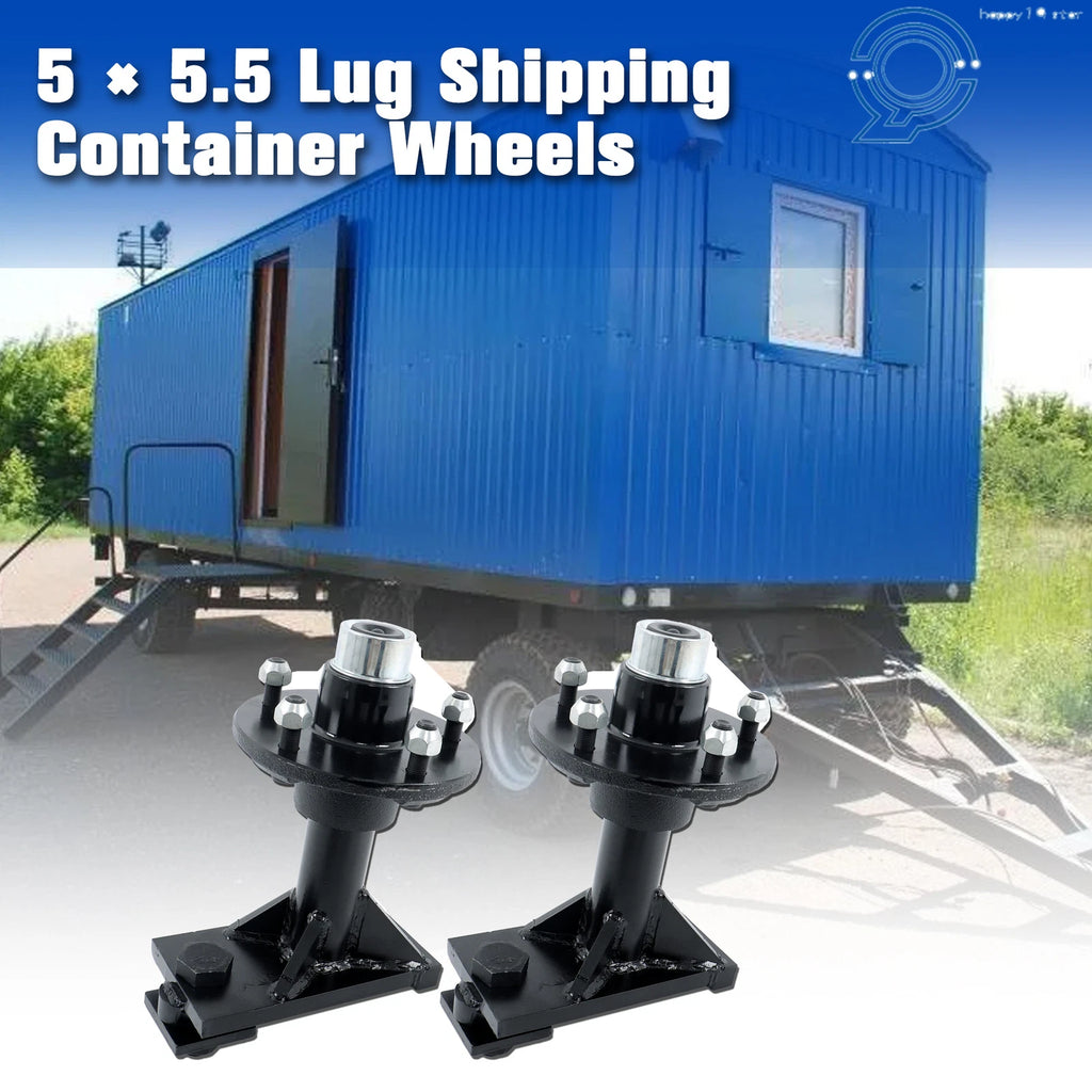 Set of 4 Shipping Container Wheels and Bolt-On Spindle Kit