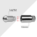 Set of 20 M12X1.25 Silver JDM Open-End Acorn Hex Wheel Lug Nuts + Extension 25mmx50mm