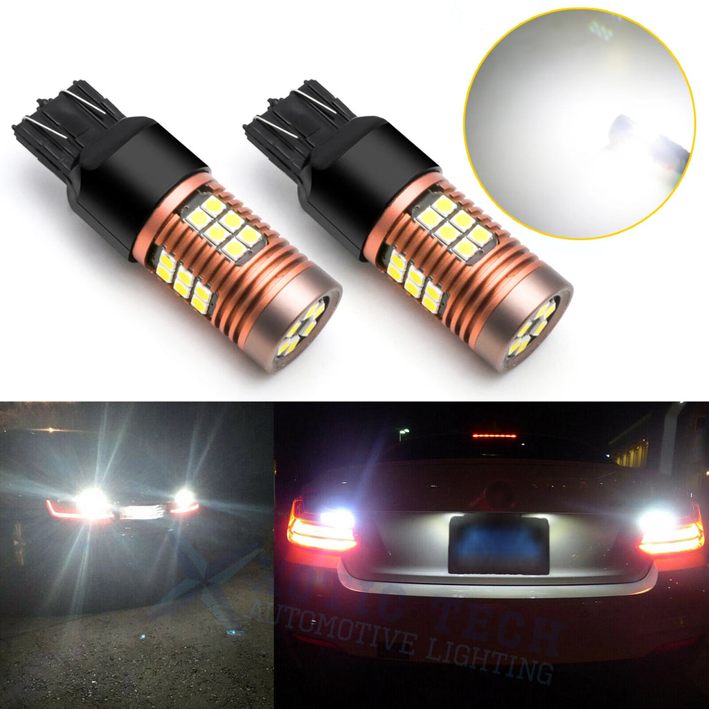 7443 7440 White LED Backup Reverse Tail Light Bulbs for Stop Signal (6000K)