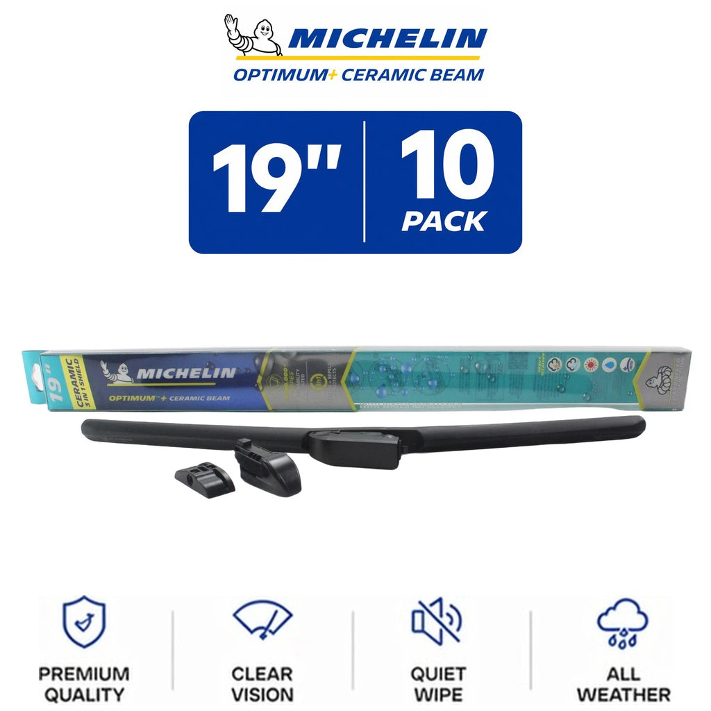 Set of 10 Michelin Optimum+ Ceramic Beam Wiper Blades 19" for