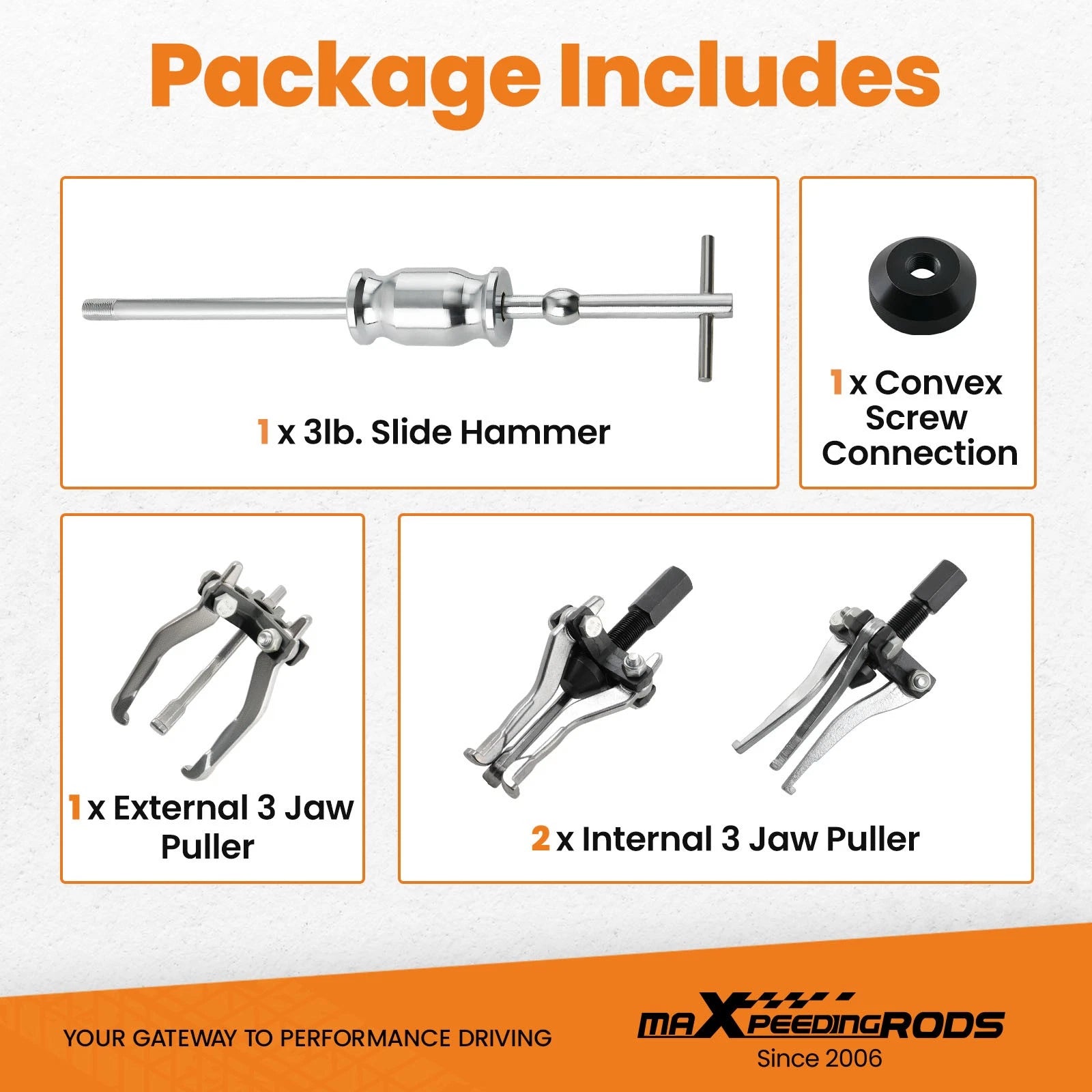 5PC Gear Bearing Slide Hammer Puller Set for Universal Use