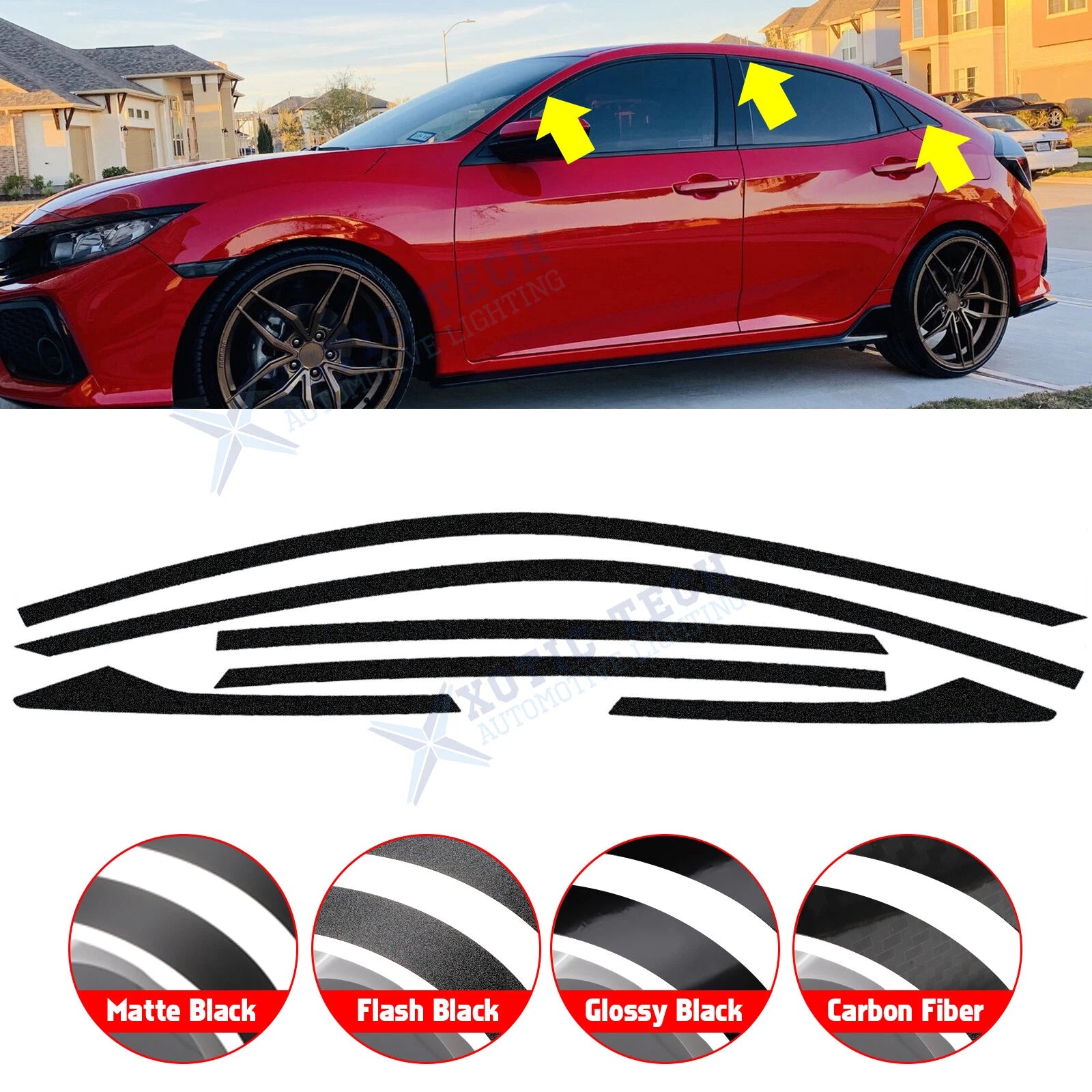 Black Window Trims for Honda Civic (2016–2020)