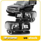 2Pcs Black Headlights for GMC Sierra 1500 2500 (1999–2007)