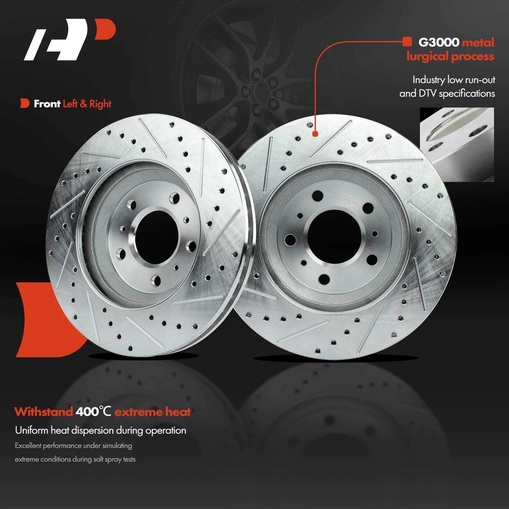 Set of 6 Drilled & Slotted Brake Rotors & Pads for Chevy Impala (2000–2016)