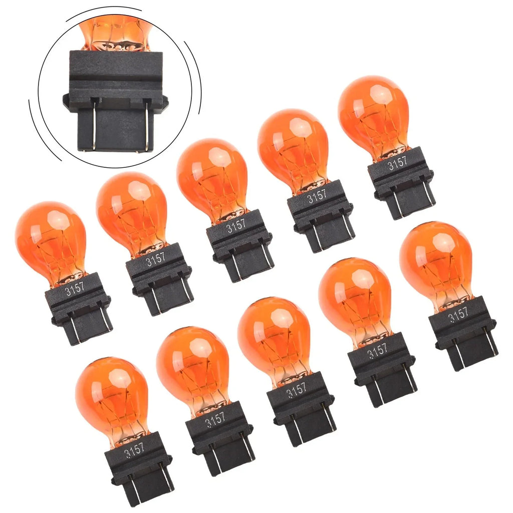 10 Pack 3157 Clear Amber Tail Signal Brake Light Bulbs for Cars
