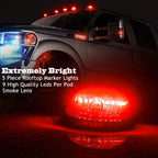 Set of 5 Red LED Cab Roof Marker Lights for Dodge GMC Chevy SUV
