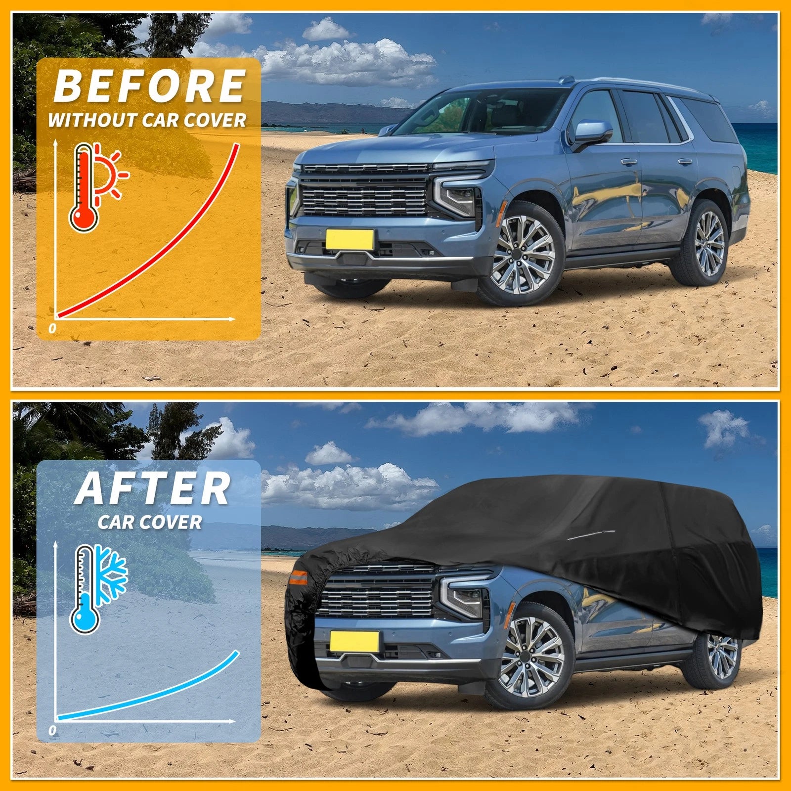 Car Cover Waterproof All Weather for Chevrolet Tahoe (2000–2023) 210D-PU