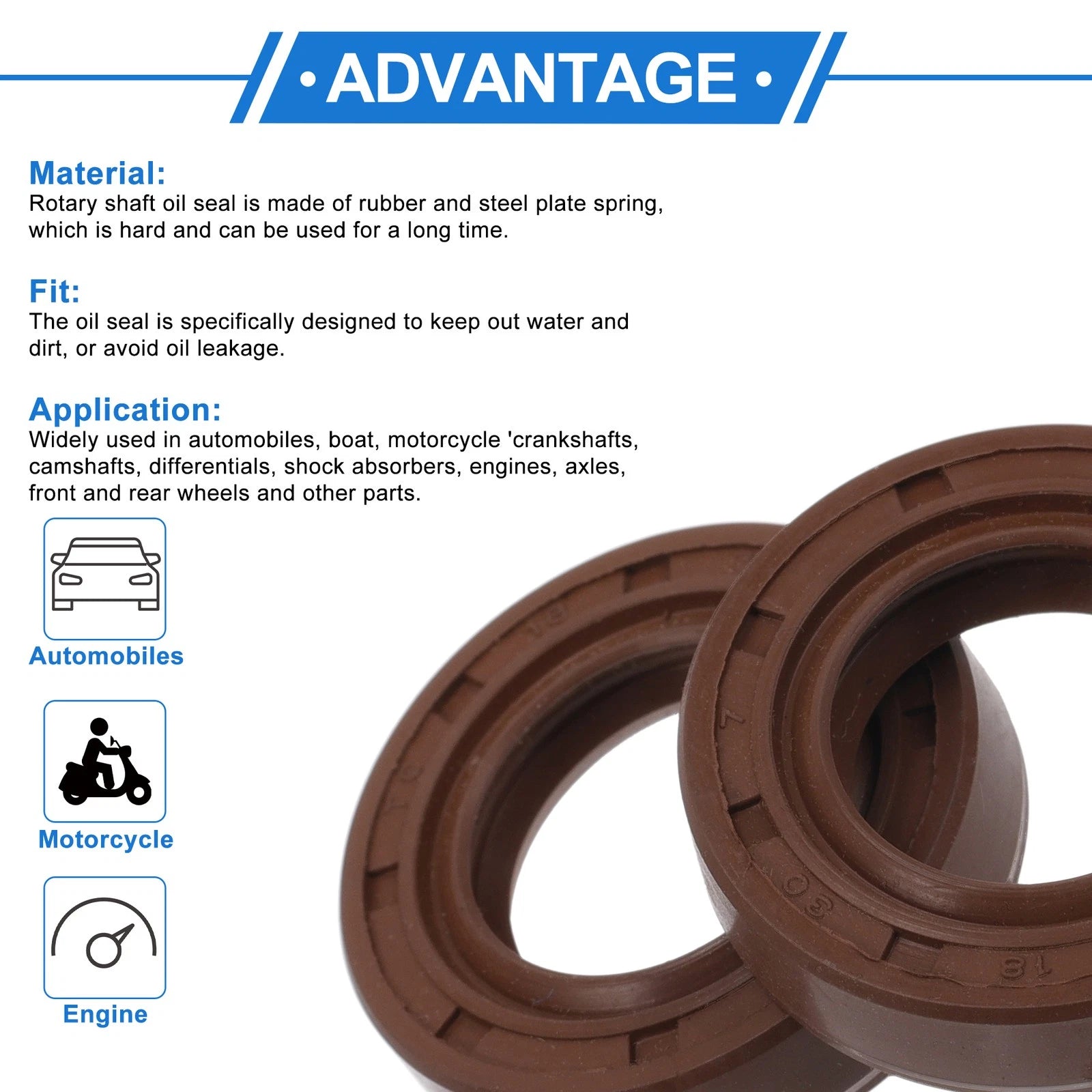 2X Oil Seal Rotary Shaft Seal for Various Models (18x30x7mm) FKM Rubber