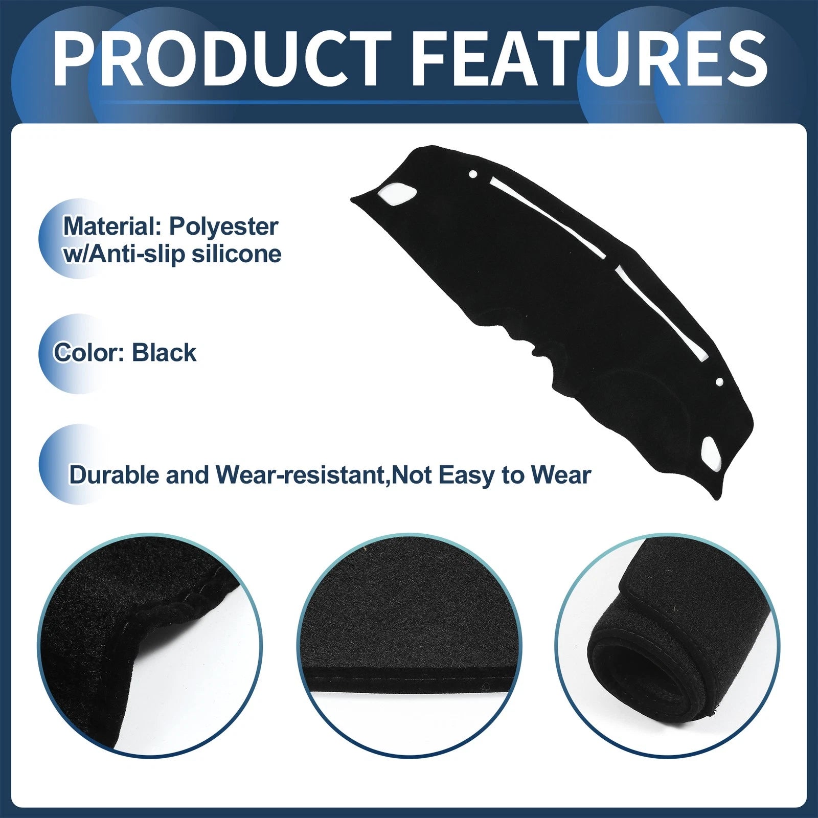Dashboard Cover Mat for Suzuki Swift ZC33S 13S 53S (2018–2024) Black