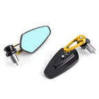 1 Pair 7/8" 22mm Gold Handle Bar End Side Rearview Mirrors for Motorcycle