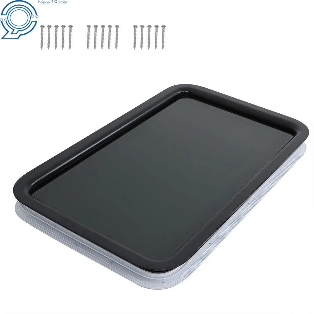 Entry Door Window for RV (12" x 21") - Black Exterior, White Interior, Clear Glass