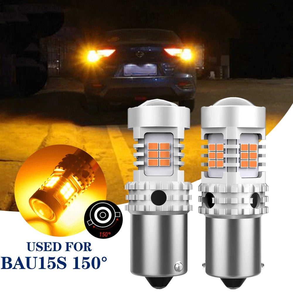 2X Error Free Amber Bau15s 7507 PY21W LED Turn Signal Bulbs for
